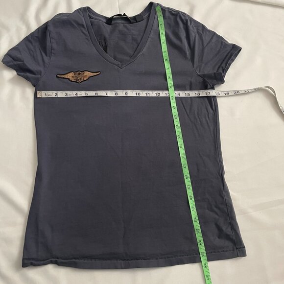 Harley Davidson T-Shirt Womens Medium V-Neck Eagle Graphic Dark Blue 100% Cotton - Picture 5 of 6